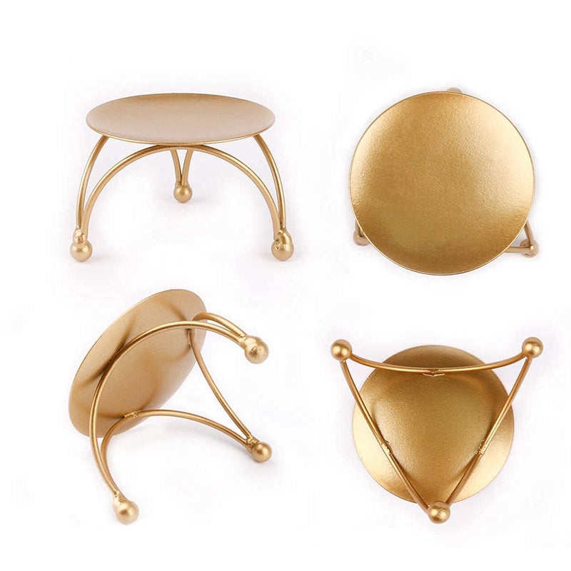 Dedoot Iron Pillar Candle Holder Set of 3, Dedoot Small 2.5 Inches Decorative Gold Iron Plate Candle Holder Centerpiece Fit LED & Wax Candles, Pedestal Candle Stand for Taper Candles,Tables, Wedding - Image 5